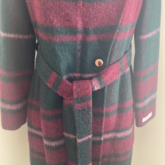 Ted Baker Skaalet Check Long Wrap Coat Size 3 US 8 - Picture 3 of 14